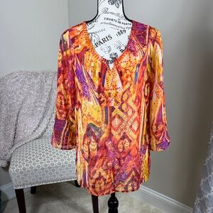 Vibrant Multicolor Women's  Sheer Top